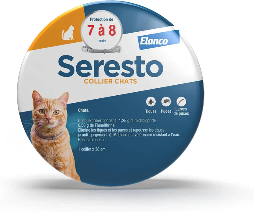2 PCS Collier Seresto Anti-Puces-Tiques et Antiparasitaire pour chat Lot de 2
