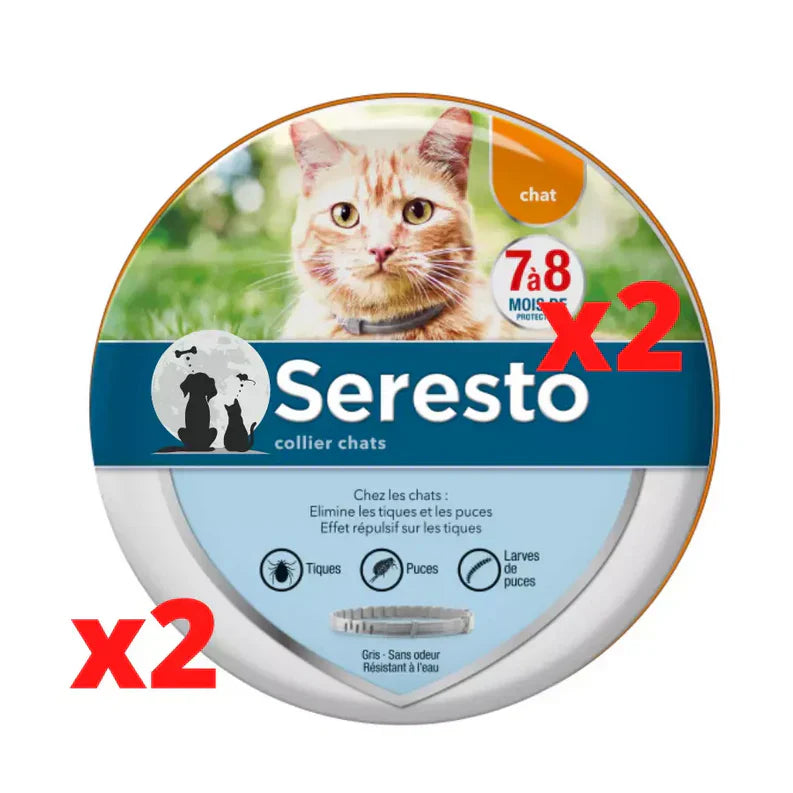 2 PCS Collier Seresto Anti-Puces-Tiques et Antiparasitaire pour chat Lot de 2