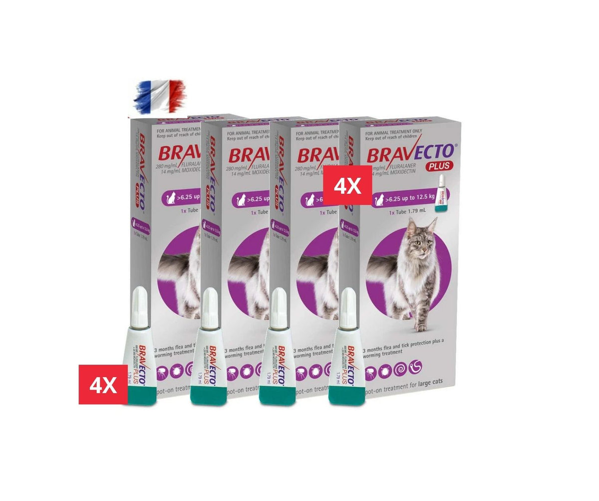 Bravecto PLUS Solution topique pour les chats de 6,25 à 12,5 kg (13,8 à 27,5 lb)Violet