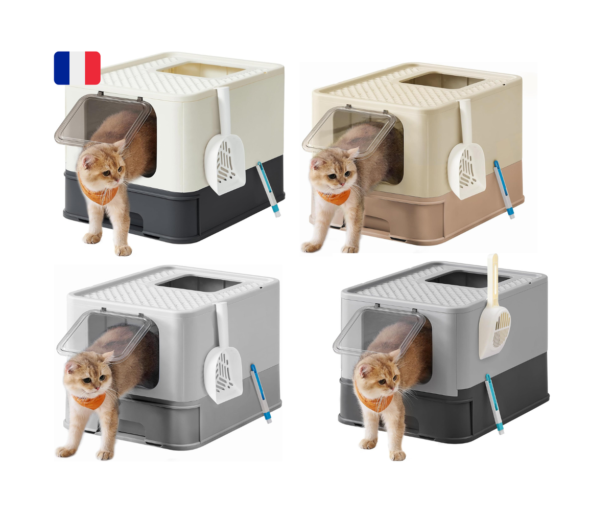Bac à Litière Fermé pour Chat, Plateau Amovible
