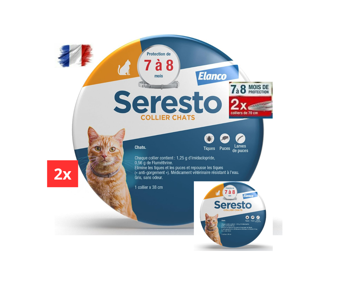 Collier Seresto Anti-Puces-Tiques et Antiparasitaire pour chats