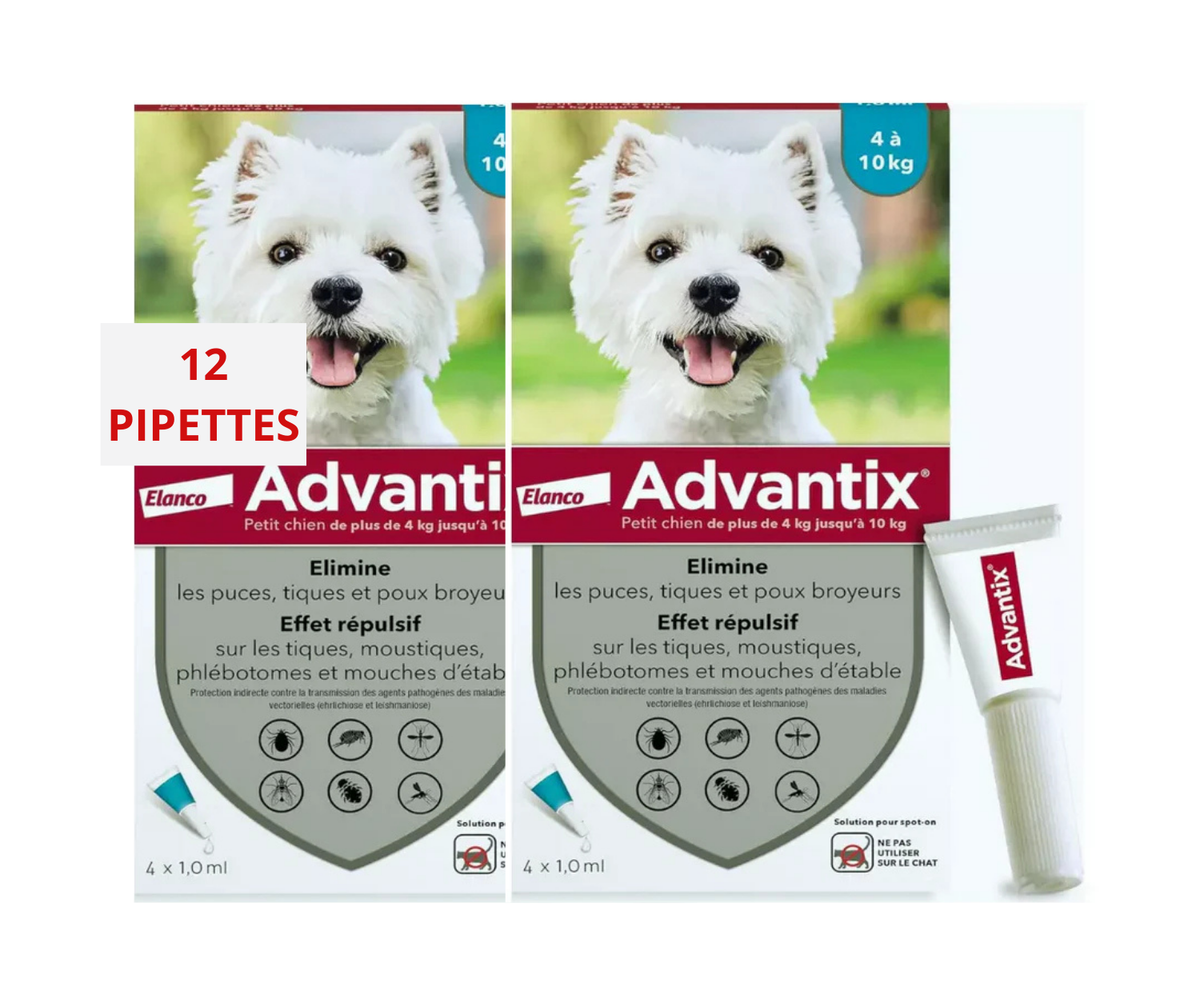Advantix Spot-on Antiparasitaire Petit chien(4-10 kg) 12 pipettes