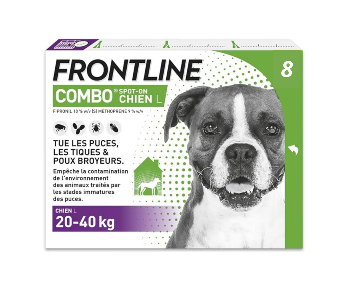 Frontline Combo 6 Pipettes Anti-puce-tique pour grand chiens de 20 à 40kg