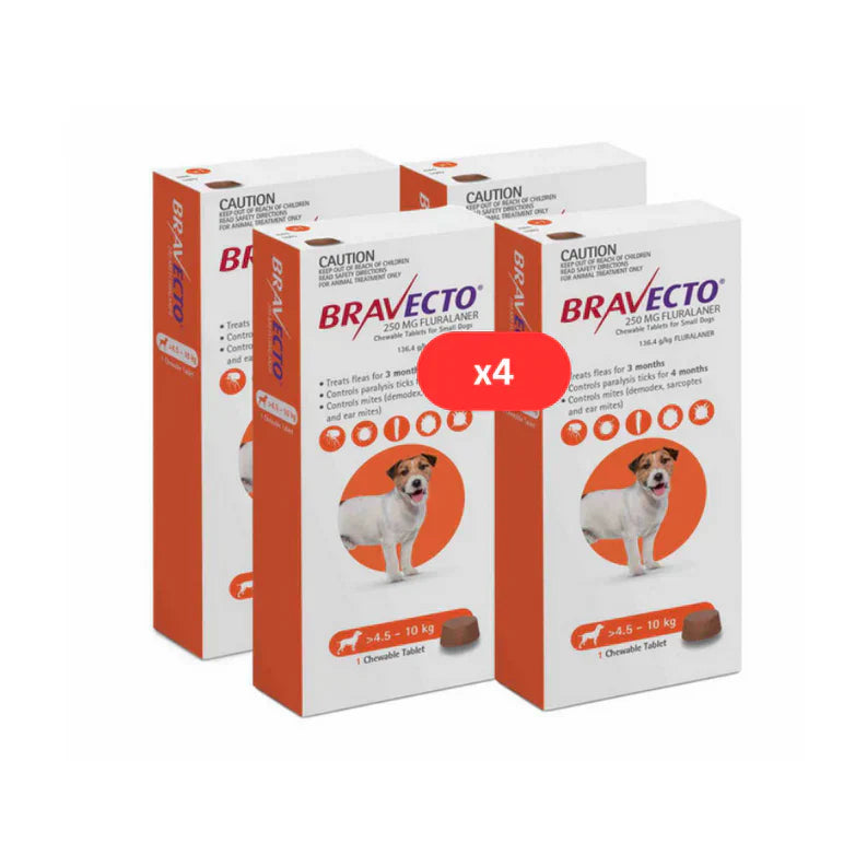 Lot 2 Bravecto anti-Puces et Tiques à croquer pour chiens de 4,5 à 10kg -Orange