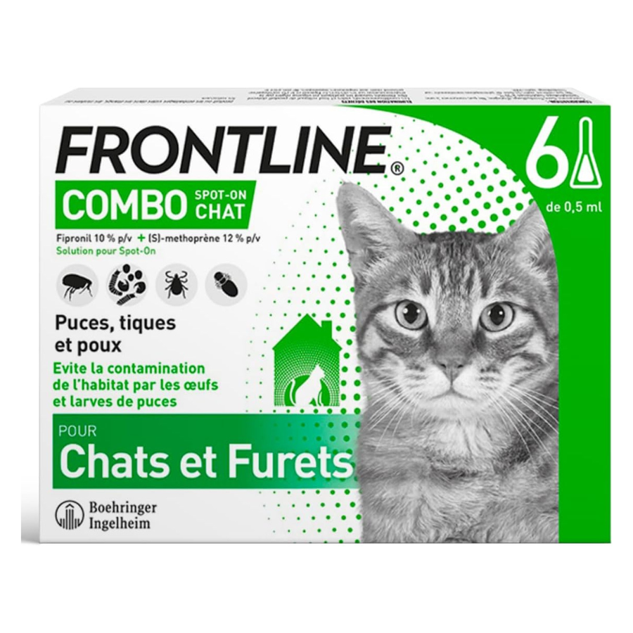 Frontline Combo Chat-Furets 6 Pipettes Anti Puces,Tiques-Poux