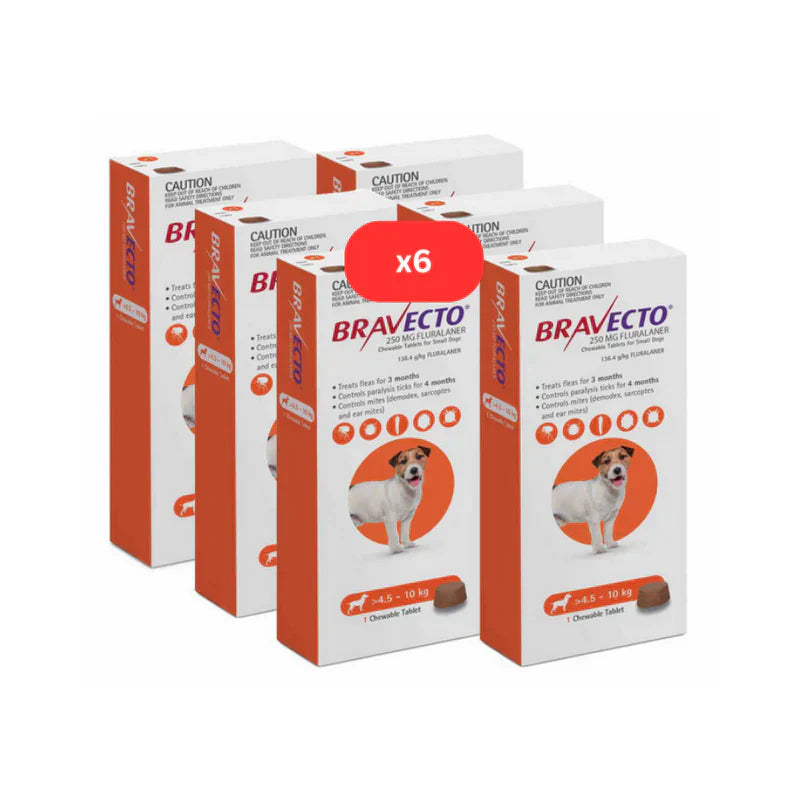 Lot 2 Bravecto anti-Puces et Tiques à croquer pour chiens de 4,5 à 10kg -Orange