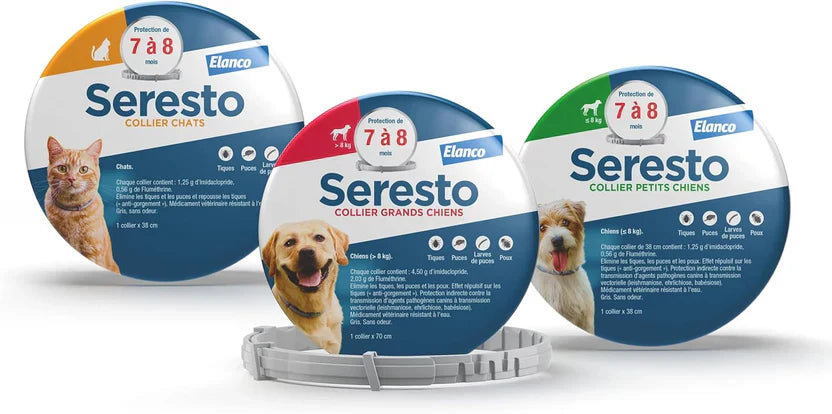 3 Collier Seresto Anti-Puces Anti-Tiques pour petit Chien -8Kg Lot De 3 PCS
