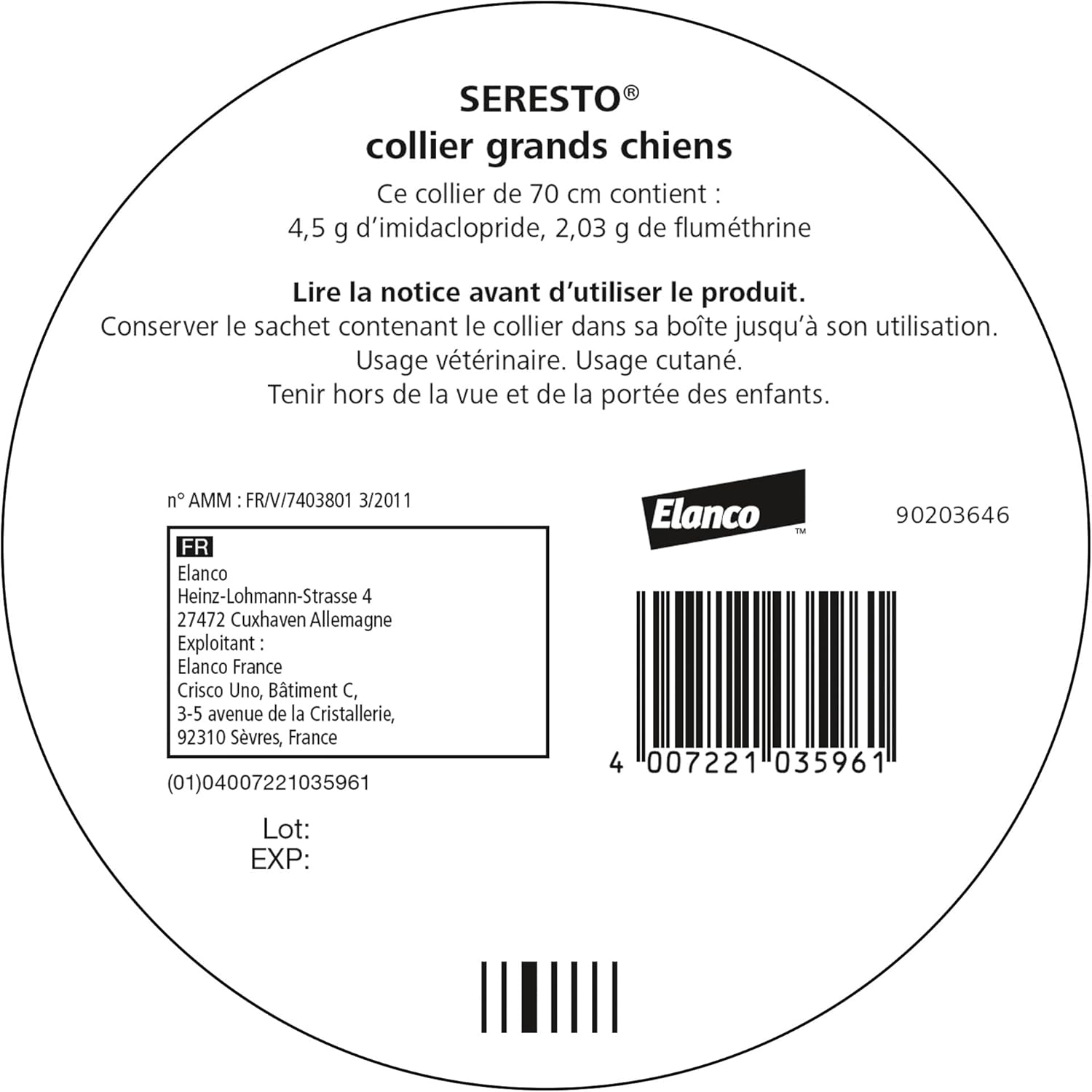 2 Collier Seresto anti-puces-tiques et Antiparasitaire grand Chien+8kg