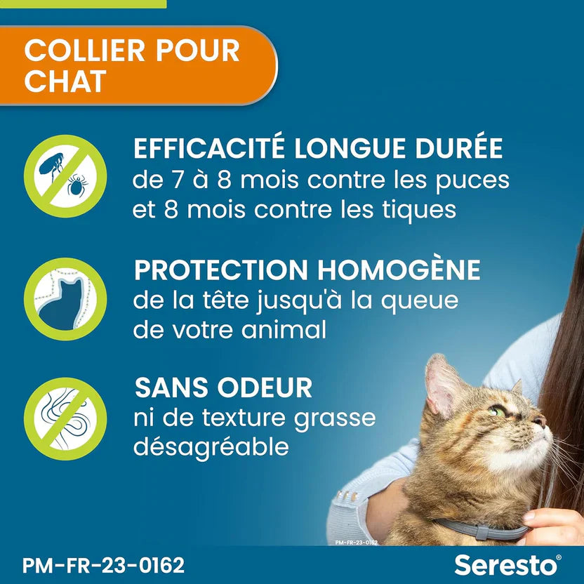 Collier Seresto Anti-Puces-Tiques et Antiparasitaire pour chat