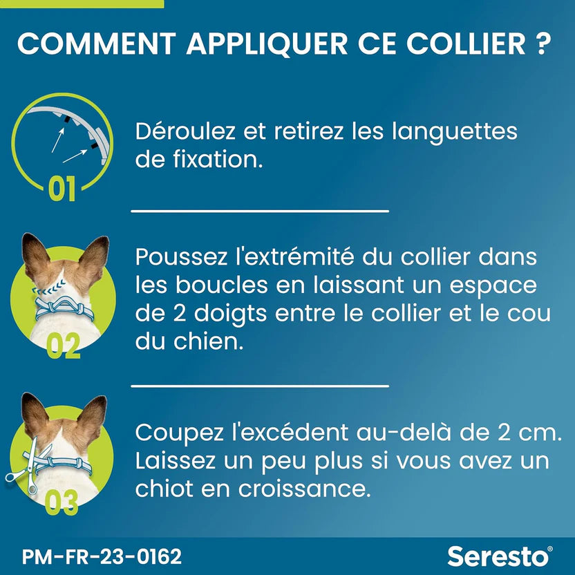 3 Collier Seresto Anti-Puces Anti-Tiques pour petit Chien -8Kg Lot De 3 PCS