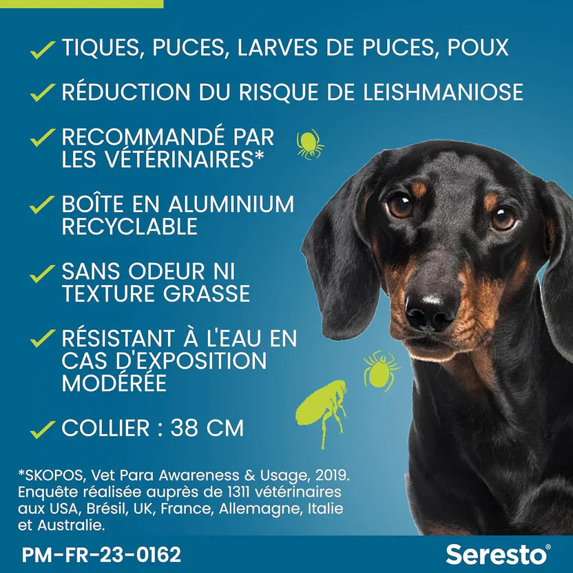 Collier Seresto Anti-Puces Anti-Tiques pour petit Chien -8Kg