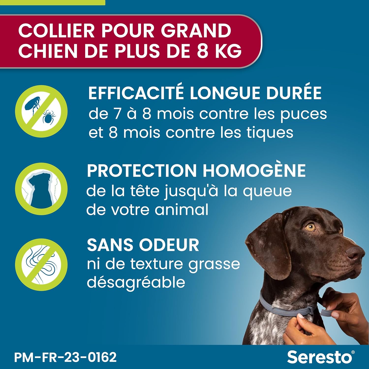 2 Collier Seresto anti-puces-tiques et Antiparasitaire grand Chien+8kg