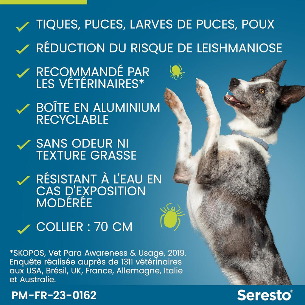 2 Collier Seresto anti-puces-tiques et Antiparasitaire grand Chien+8kg