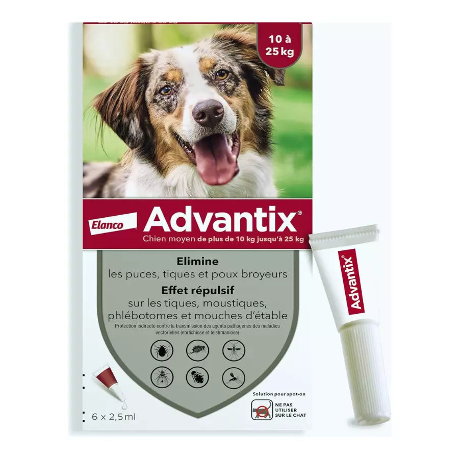 Advantix 3-8 pipettes pour Chien Moyen(10-25 kg)