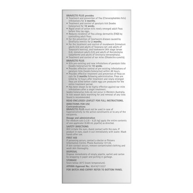 2 Bravecto PLUS Solution topique pour chats 2,8-6,25 kg (6,2-13,8 lbs) - Bleu 2