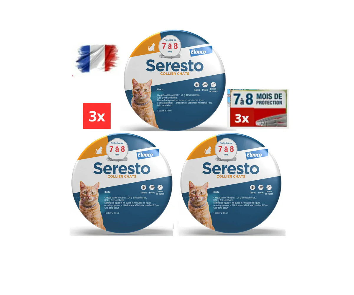2 PCS Collier Seresto Anti-Puces-Tiques et Antiparasitaire pour chat Lot de 2