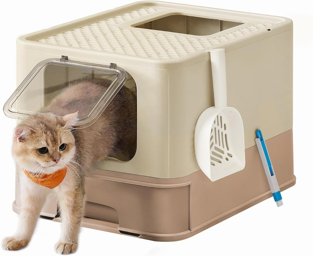 Bac à Litière Fermé pour Chat, Plateau Amovible