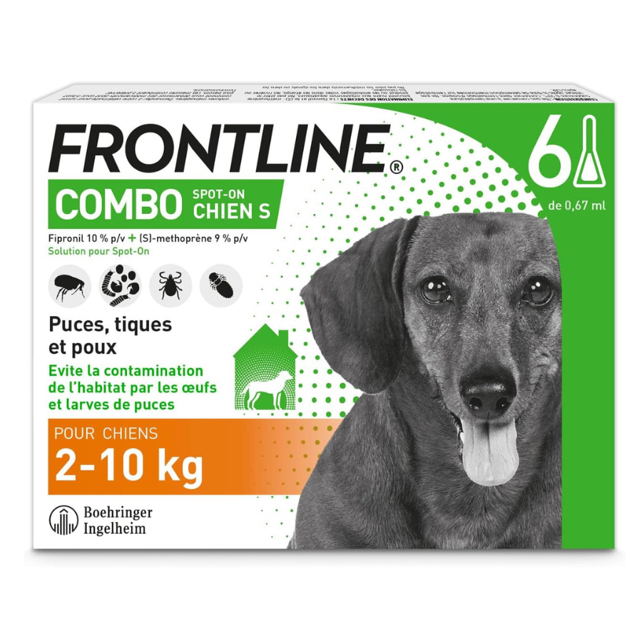 Frontline Combo Spot-On 4 Pipettes Antiparasitaires pour petit chien 2-10kg