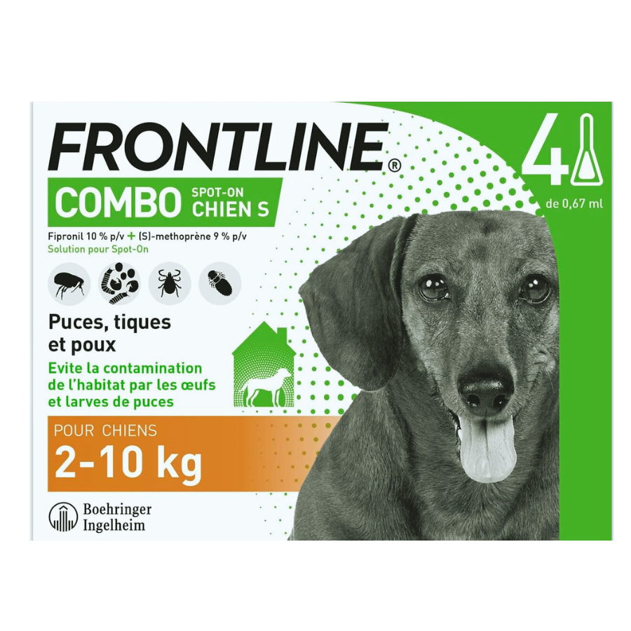 Frontline Combo Spot-On 4 Pipettes Antiparasitaires pour petit chien 2-10kg