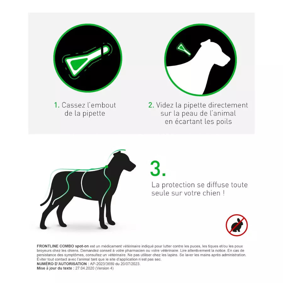Frontline Combo 6 Pipettes Anti-puce-tique pour grand chiens de 20 à 40kg