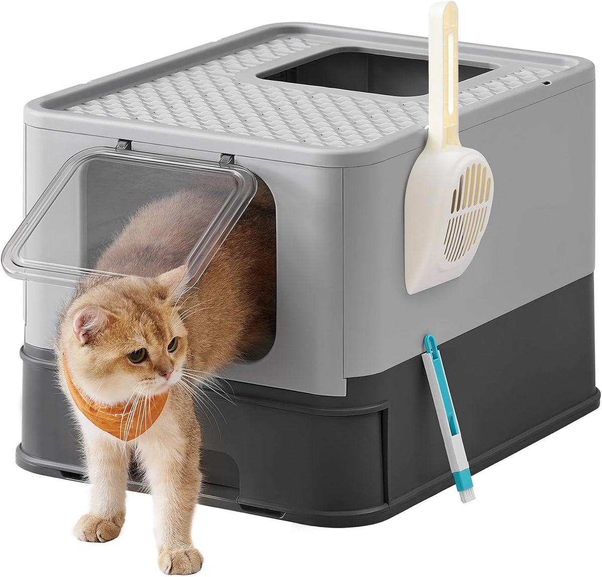 Bac à Litière Fermé pour Chat, Plateau Amovible