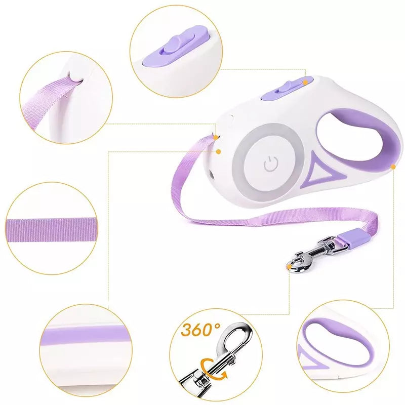 Laisse enrouleur LED pour chien-chat