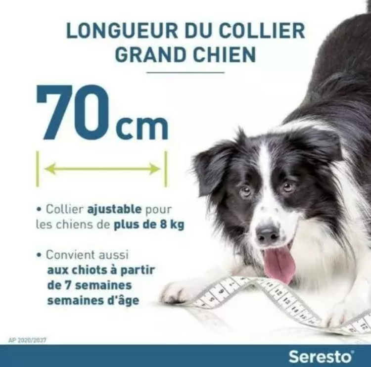 3 Collier Seresto anti-puces-aiques et Antiparasitaire grand Chien+8kg Lot de 3PCS