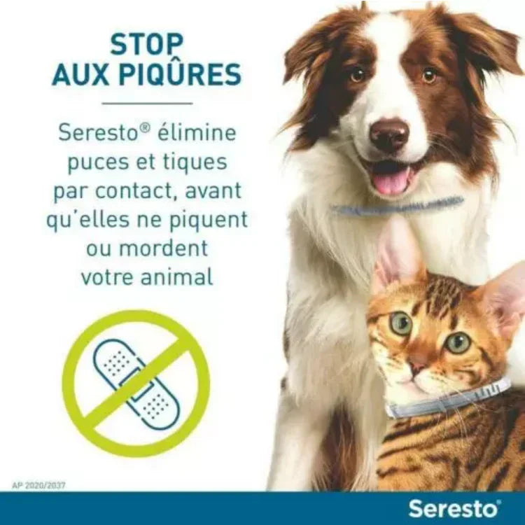 2 Collier Seresto Anti-Puces Anti-Tiques petit Chien -8Kg Lot De 2
