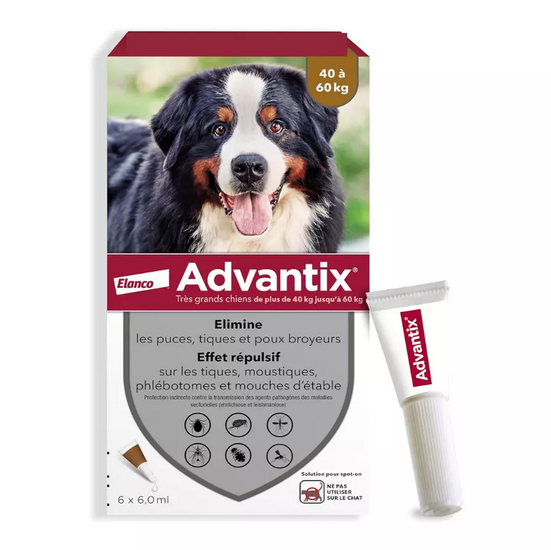 Advantix 6 Pipettes antiparasitaires chiens de très grande taille (40 -60 kg)