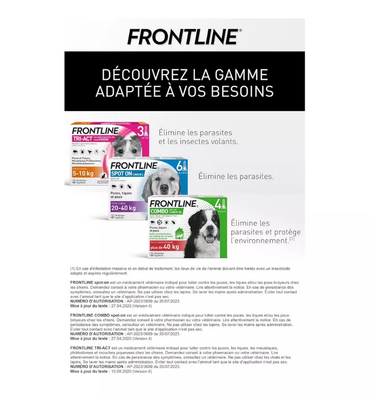 Frontline Combo Spot-On 4 Pipettes Antiparasitaires pour petit chien 2-10kg
