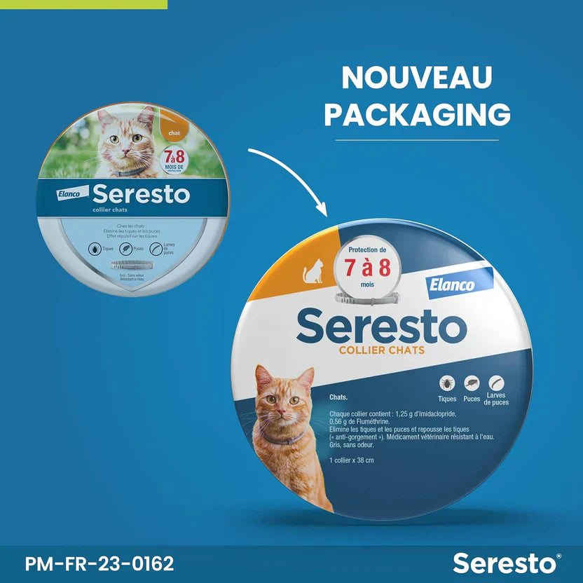 Collier Seresto Anti-Puces-Tiques et Antiparasitaire pour chats