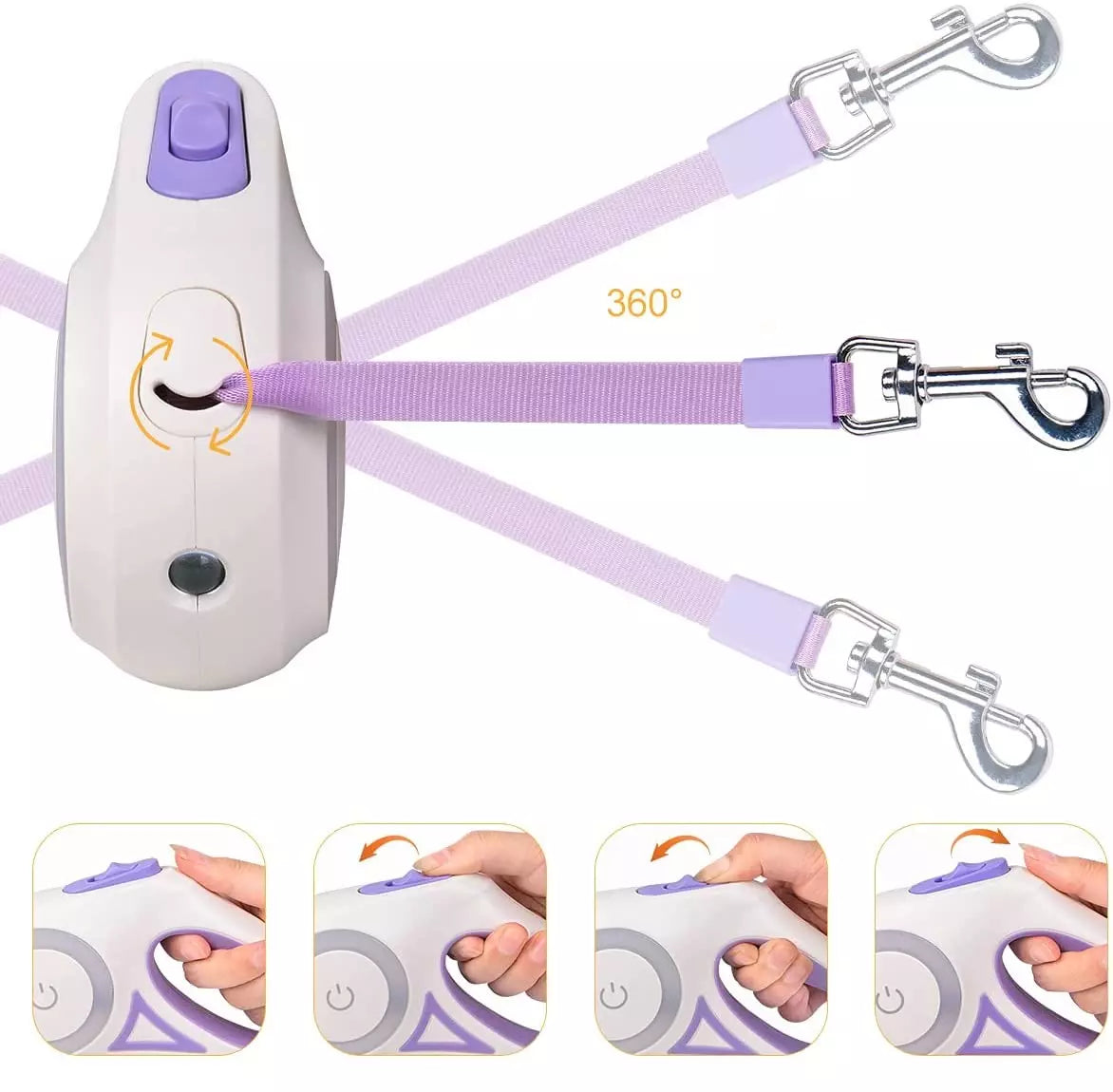 Laisse enrouleur LED pour chien-chat