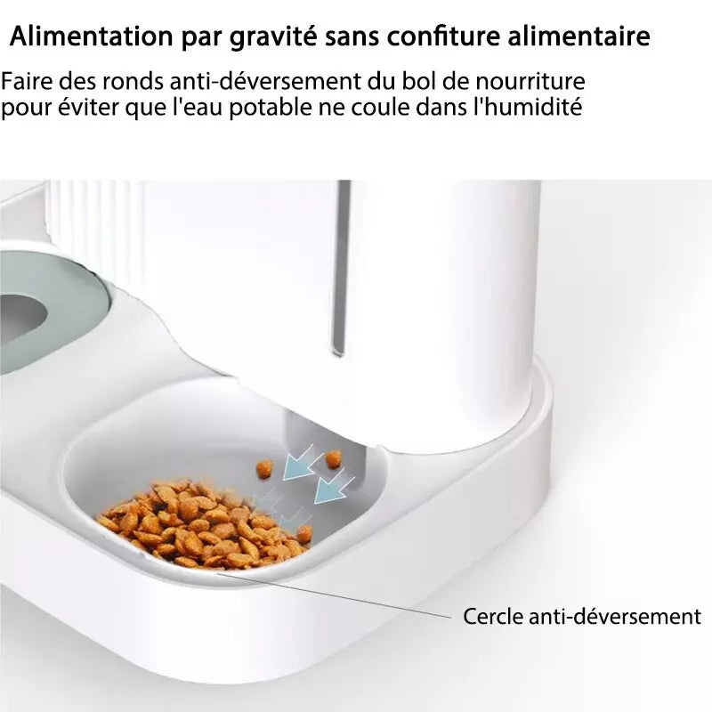 3L distributeur automatique de croquettes et eau pour chat et chien 2 en 1 détachable