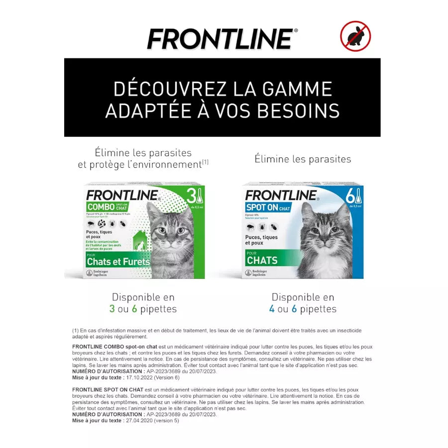 Frontline Combo Chat-Furets 6 Pipettes Anti Puces,Tiques-Poux
