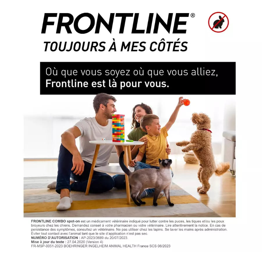 Frontline Combo 6 Pipettes Anti-puce-tique pour grand chiens de 20 à 40kg