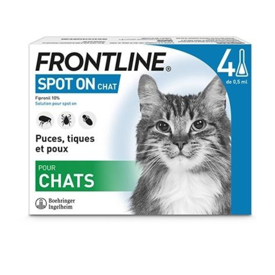 Frontline Spot-on Chat 4 Pipettes anti-puces Tiques Poux