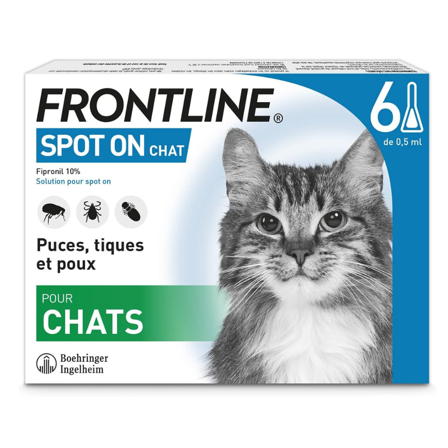 Frontline Spot-on Chat 6 Pipettes anti-puces Tiques Poux