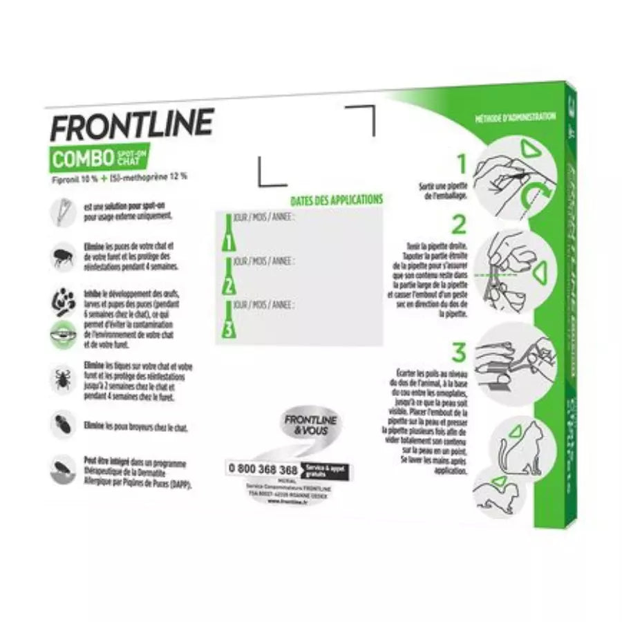 Frontline Combo Chat-Furets 6 Pipettes Anti Puces,Tiques-Poux