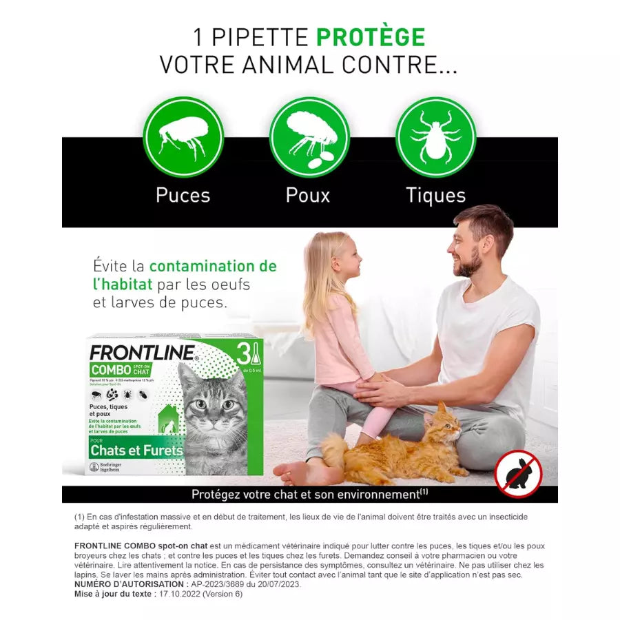 Frontline Combo Chat-Furets 6 Pipettes Anti Puces,Tiques-Poux