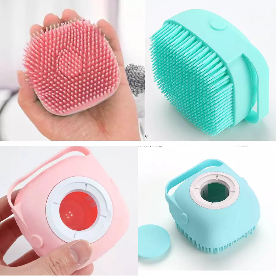 Brosse de bain en silicone souple pour chiens et chats