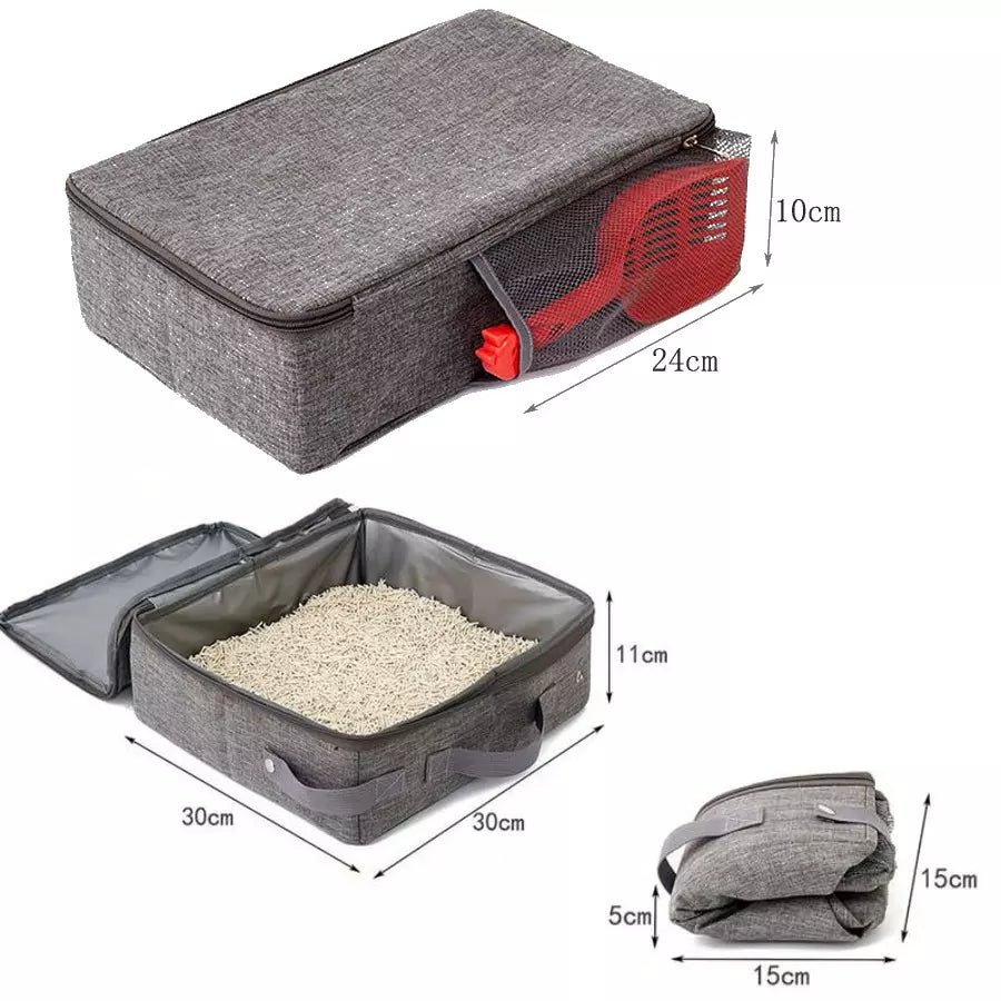 Litière de voyage pliable avec couvercle