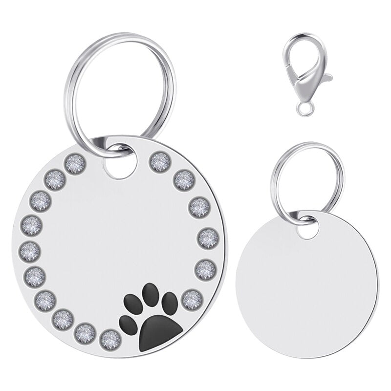 Médaille personnalisée ronde avec strass pour chien-chat
