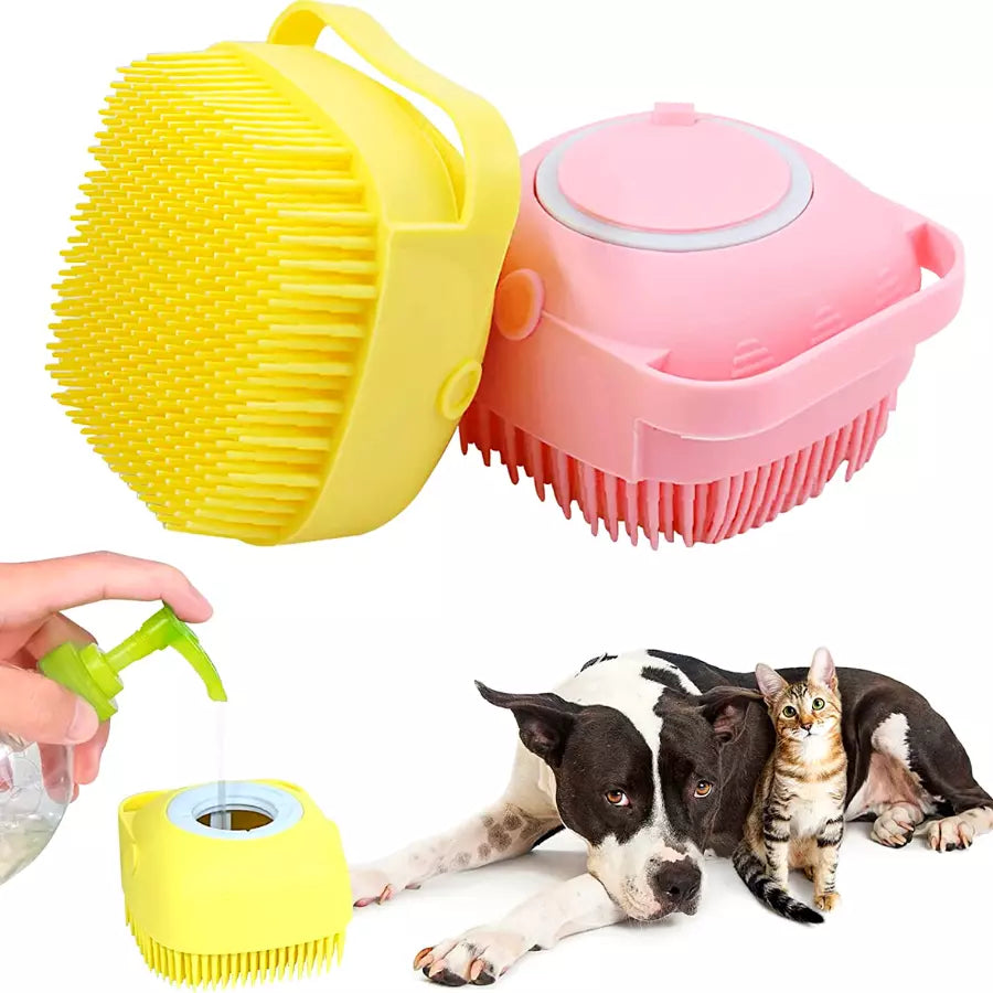 Brosse de bain en silicone souple pour chiens et chats