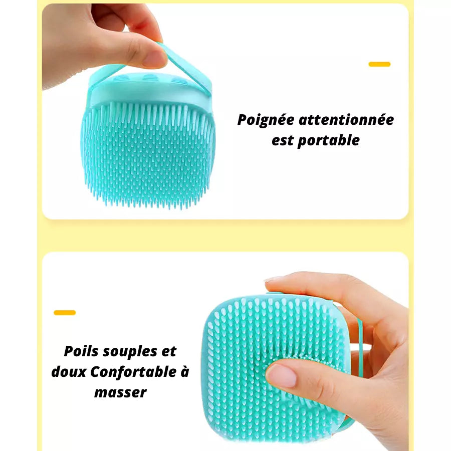 Brosse de bain en silicone souple pour chiens et chats