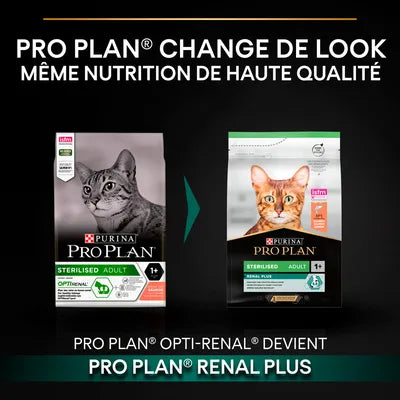 14kg PURINA PRO PLAN Sterilised Adult Renal Plus saumon pour chat (4 variantes)