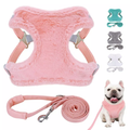 Ensemble gilet harnais en fourrure avec laisse pour animaux de compagnie