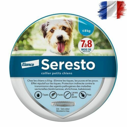 3 Collier Seresto Anti-Puces Anti-Tiques petit Chien -8Kg Lot De 3