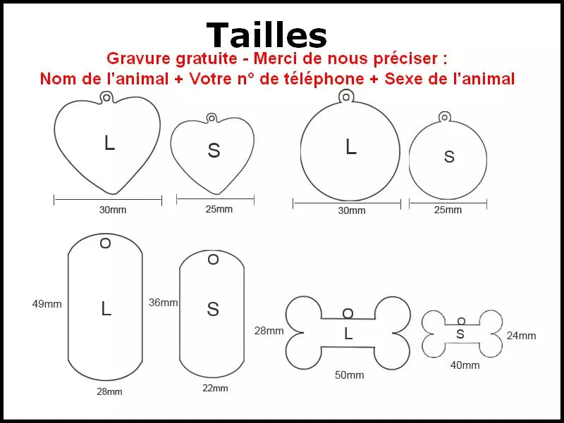 Médaille personnalisée en acier inoxydable pour chien-chat