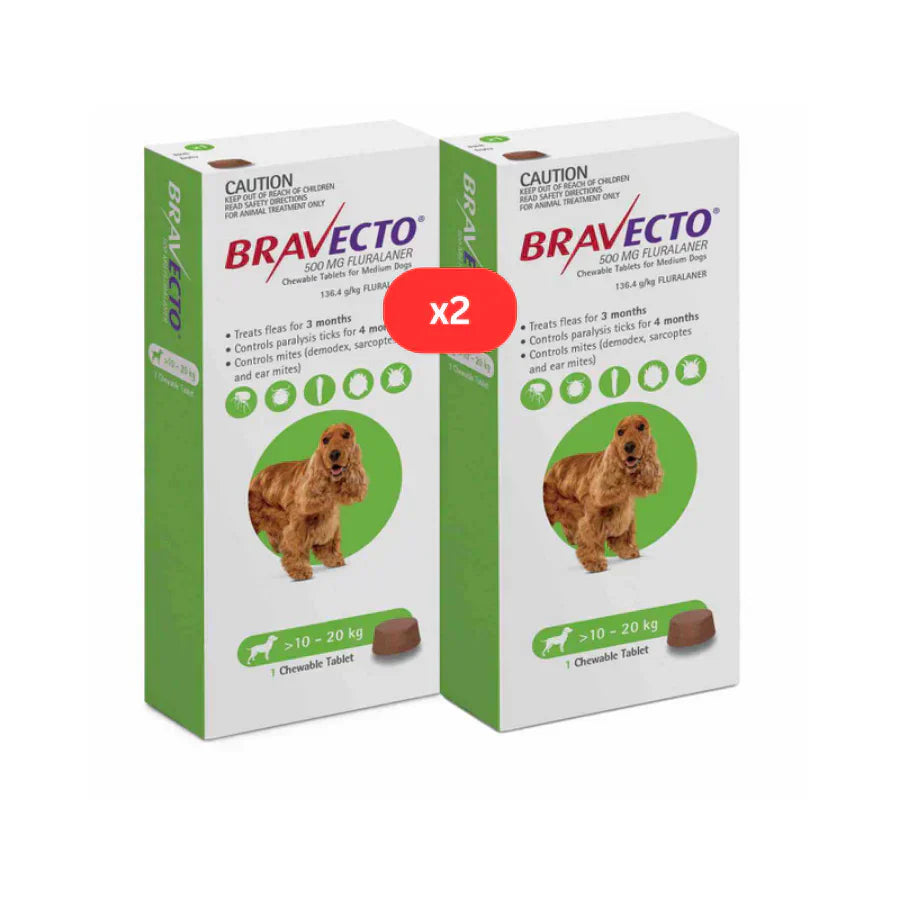 2 boite de bravecto chien vert