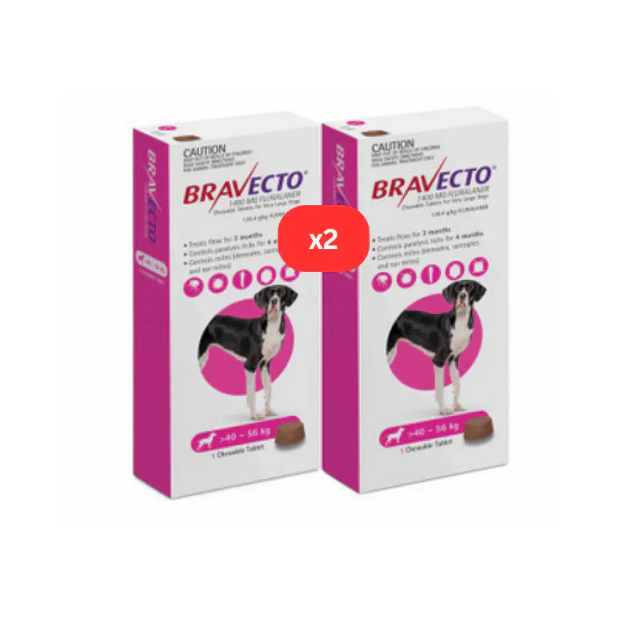 3 Bravecto anti-Puce-tique à mâcher pour chien 88-123lbs(40-56 kg)Rose